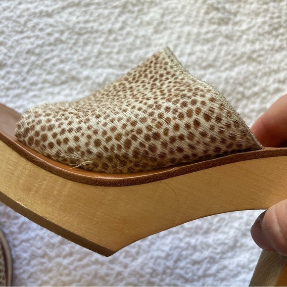 K. Jacques St. Tropez Animal Print Wedge Mules Wood Heel Size 9 (39) - Picture 11 of 13